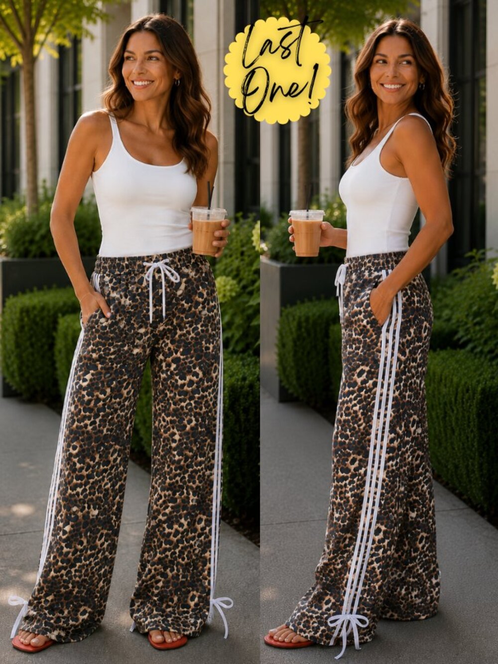 Rebecca Cheetah Print Wide Track Pants | Women's Athleisurewear